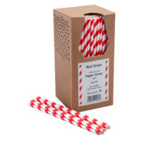 Beaumont Red Striped Paper Drinking Straws - 250 Pack