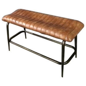 Brown Leather Bar Bench